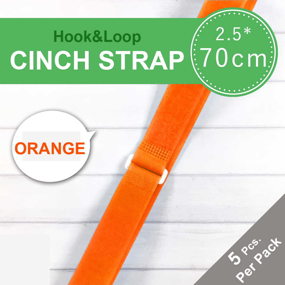 Hook and Loop Cinch StrapOrange2.5x70cm5pcs