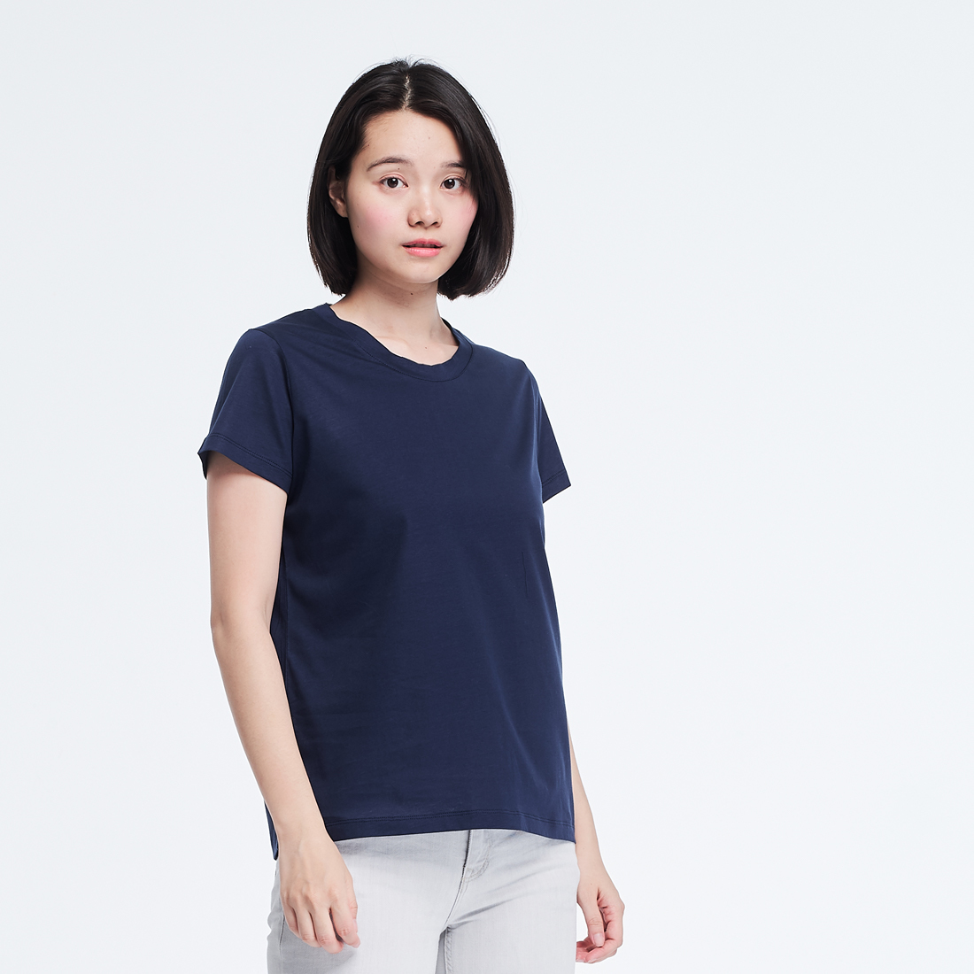 珠光棉圓領TEE/深藍