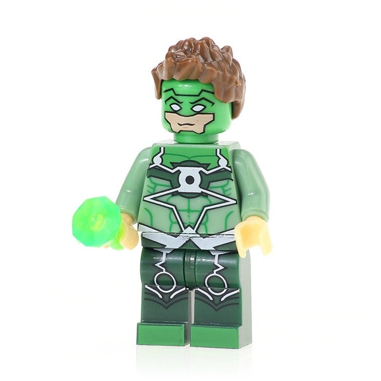 Custom Guy Gardner Green Lantern Minifigure on lego bricks 