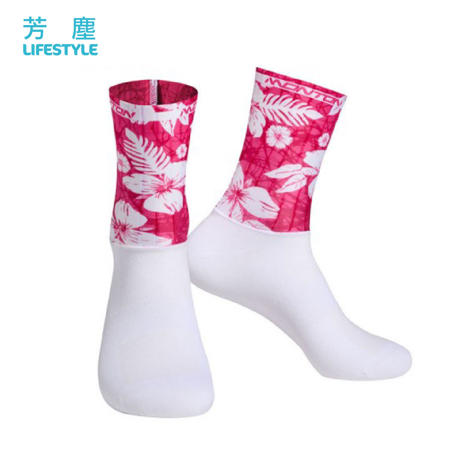 芳塵 女款 短筒襪 - 白紅