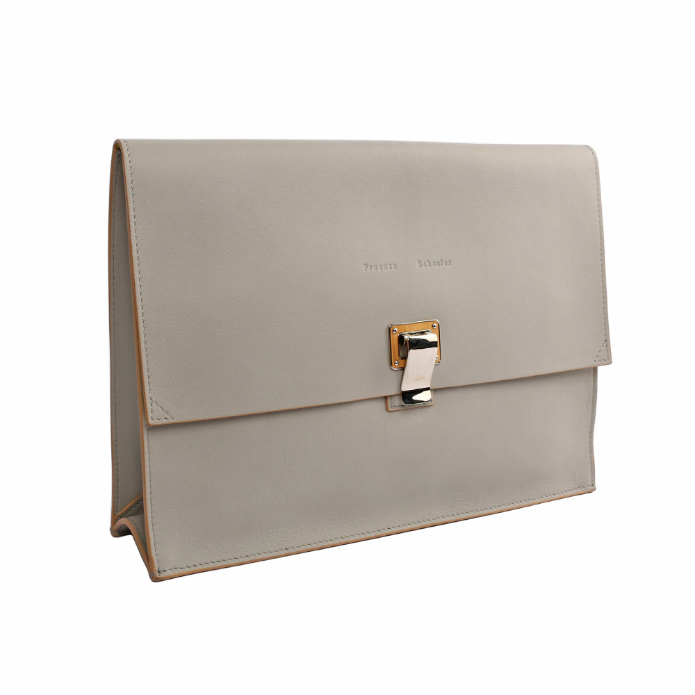 【Proenza Schouler】雙拼色 灰+黃(grey/banana) 大 手拿包 午餐包