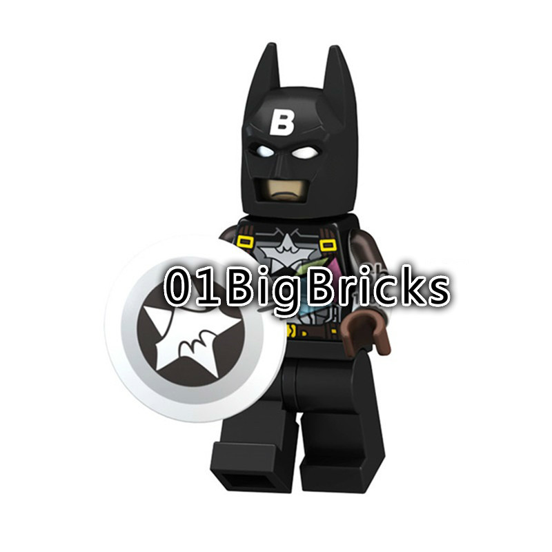 01 Big Bricks Custom Batman x Captain America Mavrel DC SuperHeroes Minifigures Toy Mini figure Fit Lego Blocks PG1531