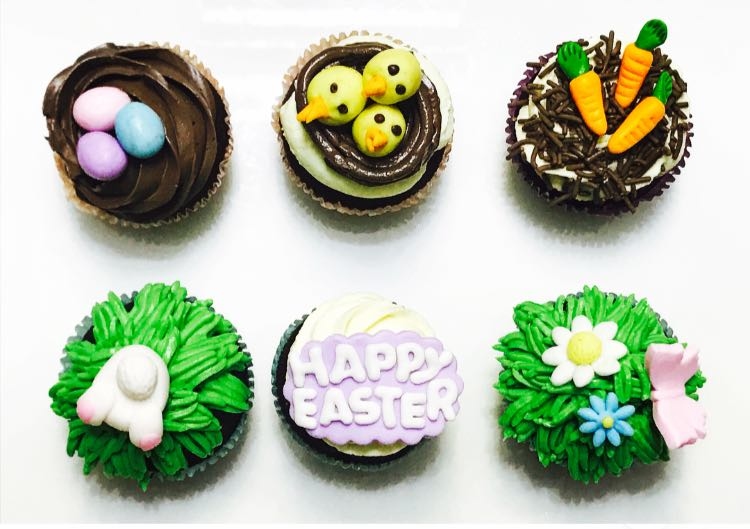 復活節糖皮奶油霜杯子蛋糕