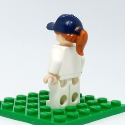 35660pb02 Hair Combo, Hair with Hat, Ponytail with Dark Blue Ball Cap Pattern