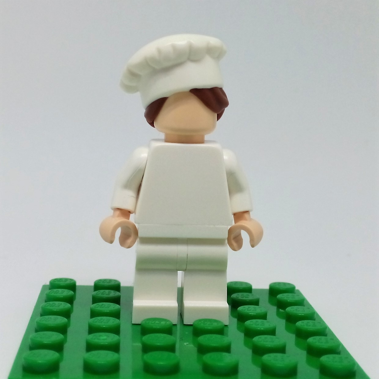 31895pb01 Hair Combo, Hat with Hair, Cook's (Toque) with Reddish Brown Hair in Bun Pattern