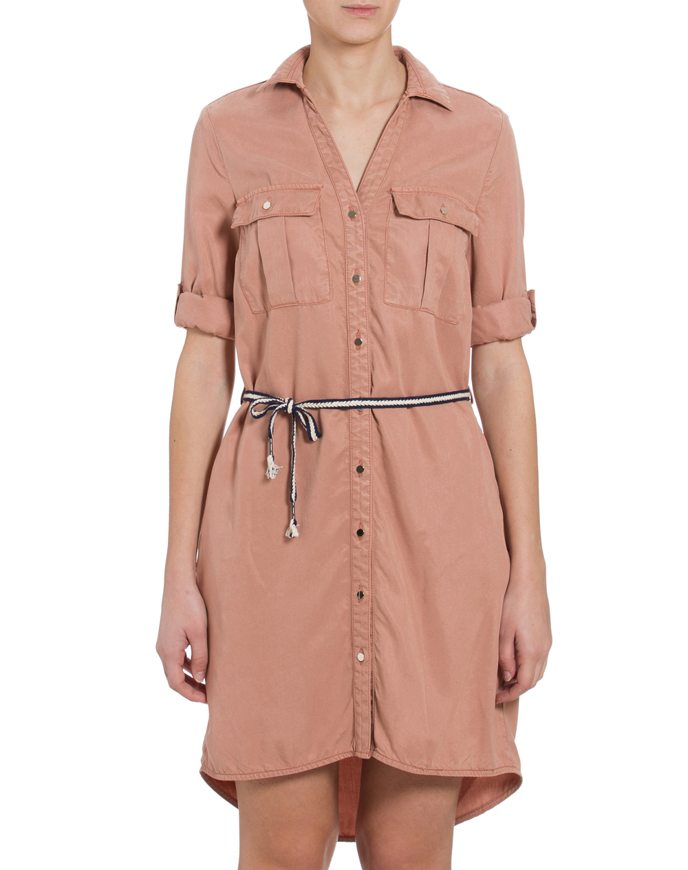 【KOCCA】v領襯衫式綁帶洋裝