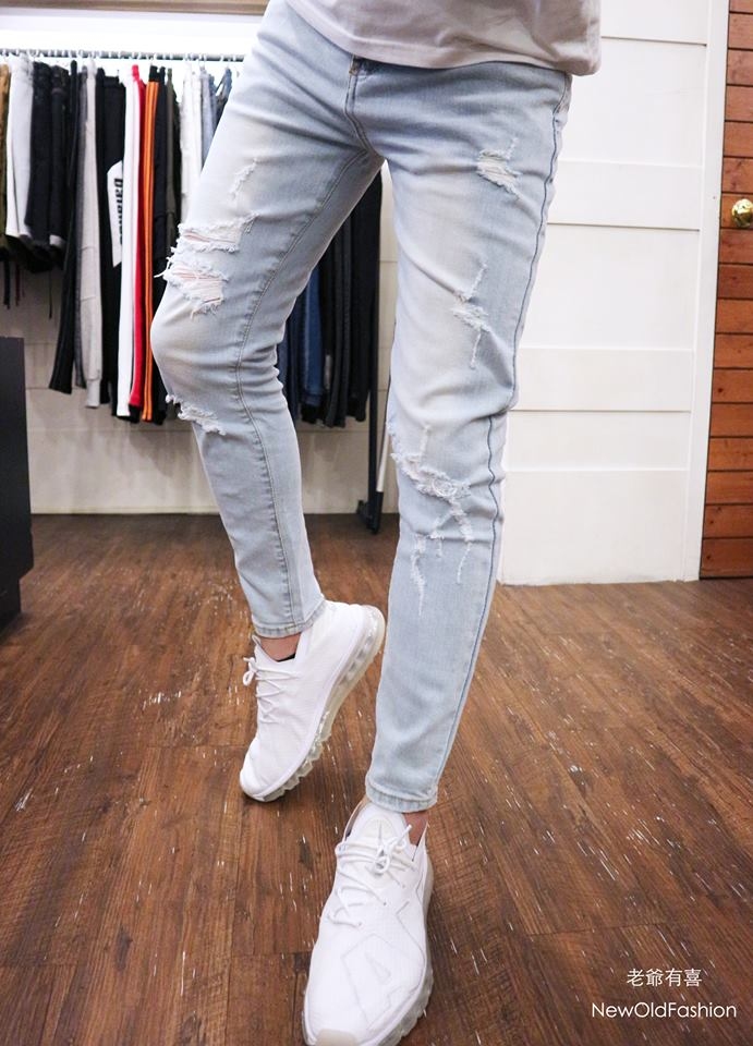『熱銷到貨』重磅淺刷白破壞貓鬚牛仔小直筒褲！