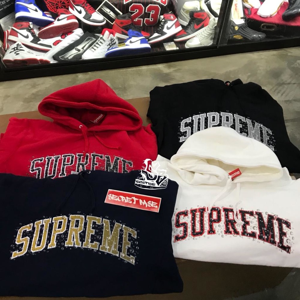 supreme water arc hoodie red