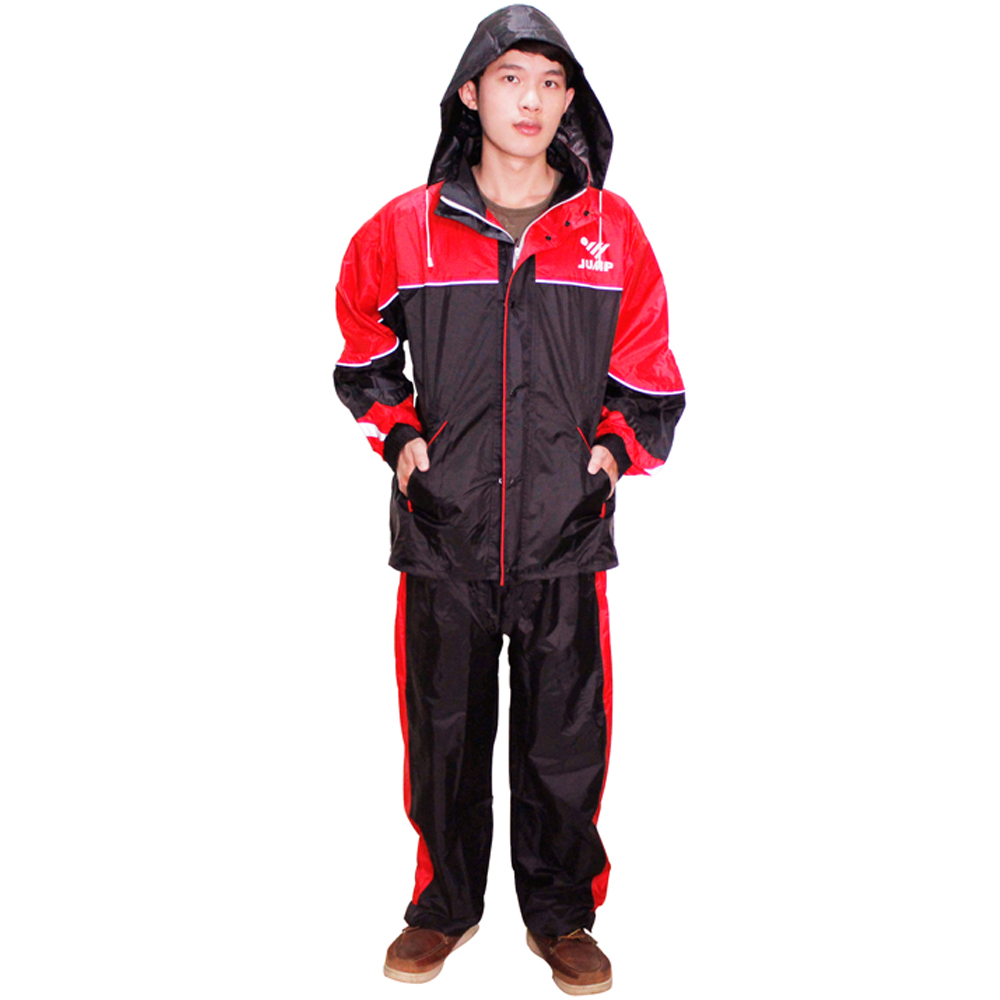 【破盤清倉↘】JUMP新TV2套裝雨衣+通用鞋套-黑紅 破盤下殺 OMAX歐妹思購物網