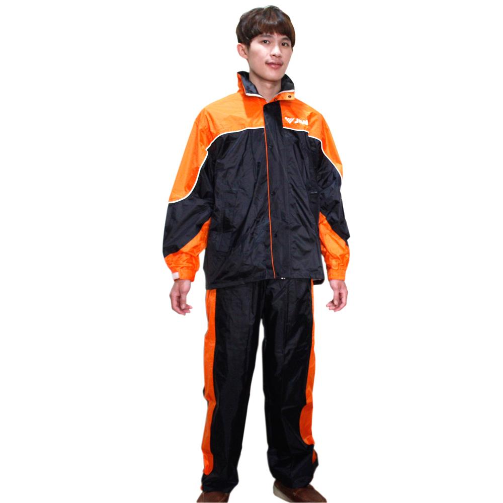 【破盤清倉↘】JUMP新TV2套裝雨衣+通用鞋套-黑橘 破盤下殺 OMAX歐妹思購物網