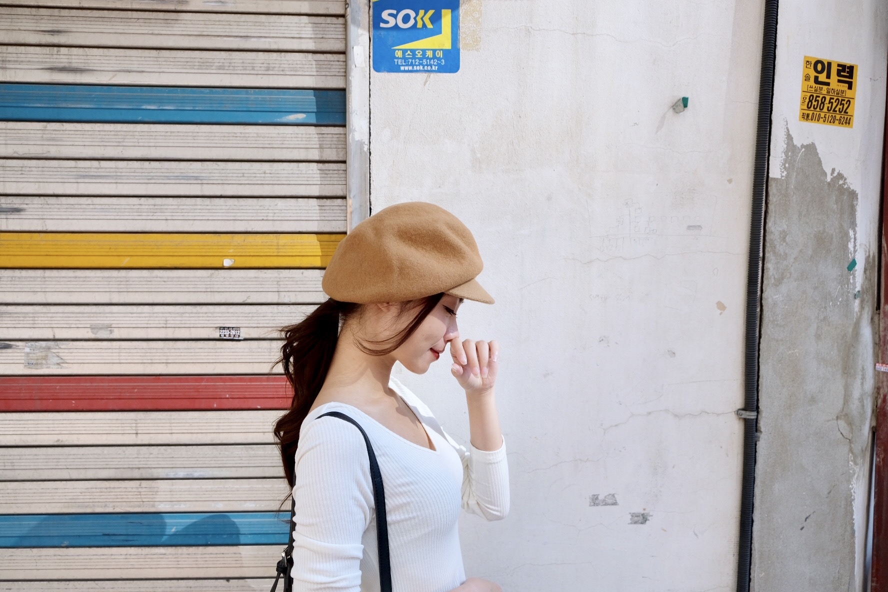 韓製超挺毛料小臉報童帽