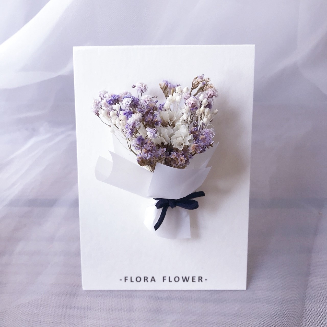 乾燥花卡片-紫白色