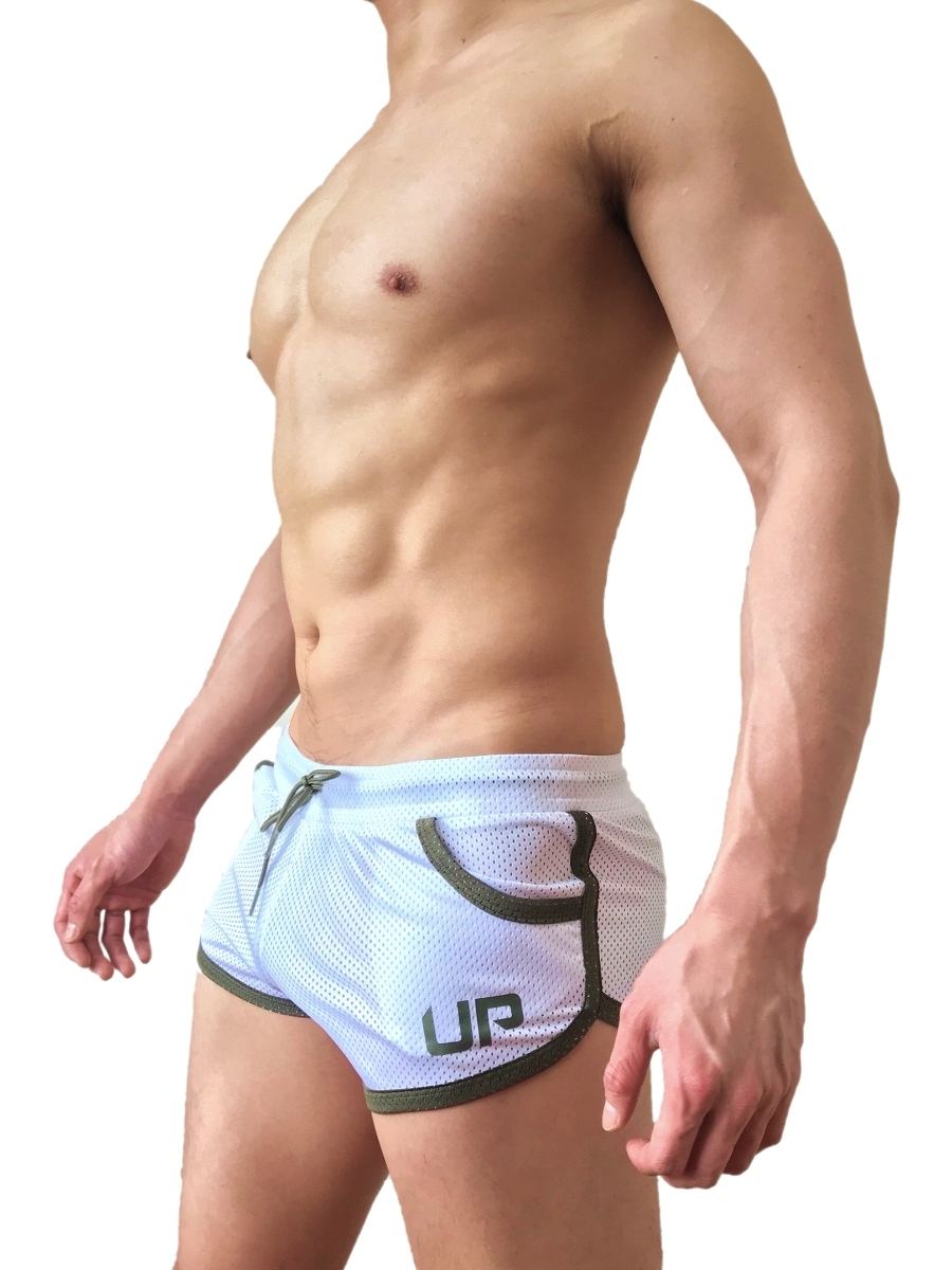 Xtreme UP 超短運動褲 透視白/軍墨綠