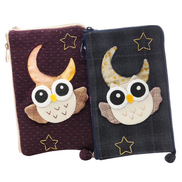 digital pattern Owl Night Double Zipper Storage Bag