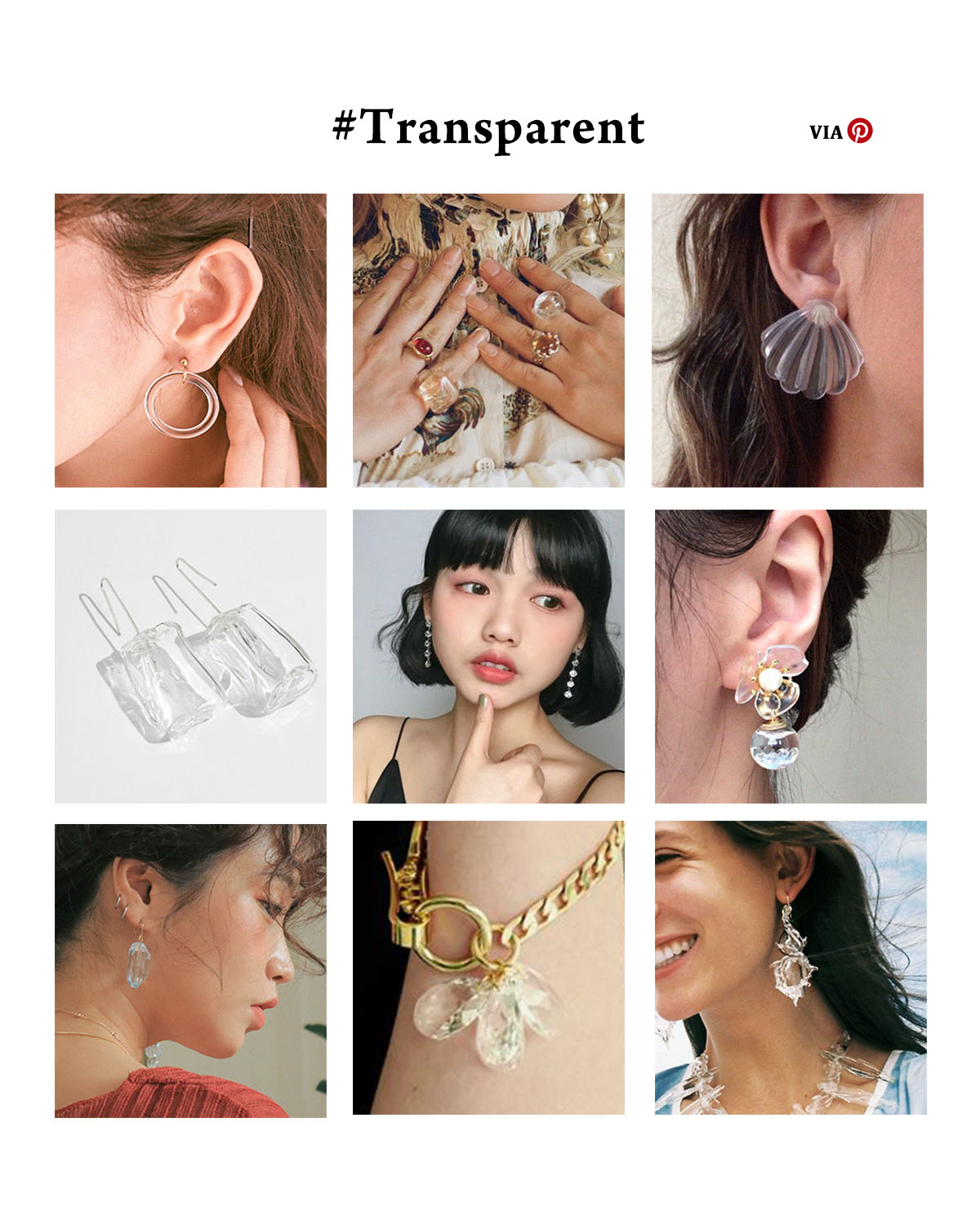 仙氣 耳環耳夾 透明 人魚感 無色系