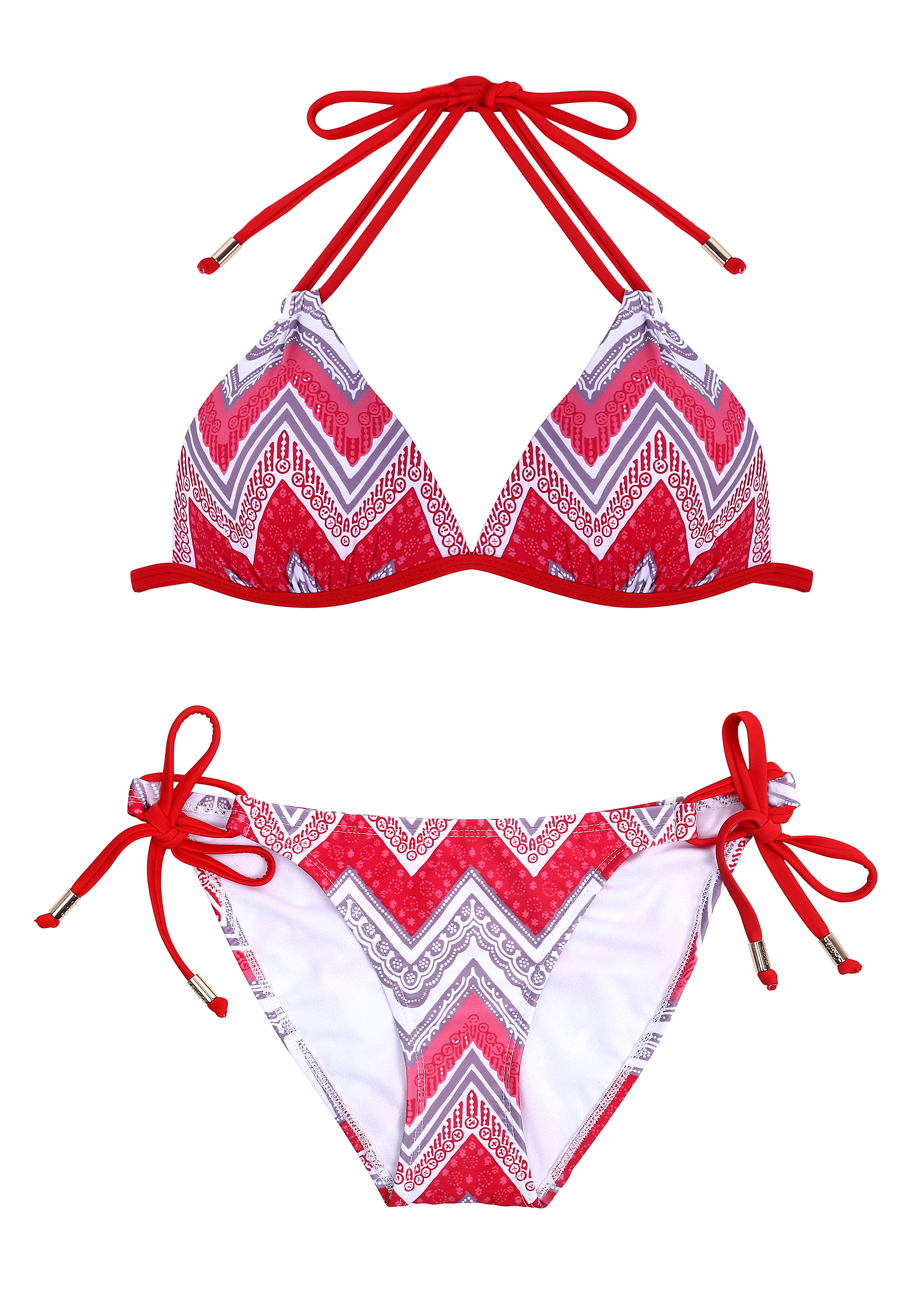 紅波西米亞雙綁帶比基尼提臀泳褲《褲子》