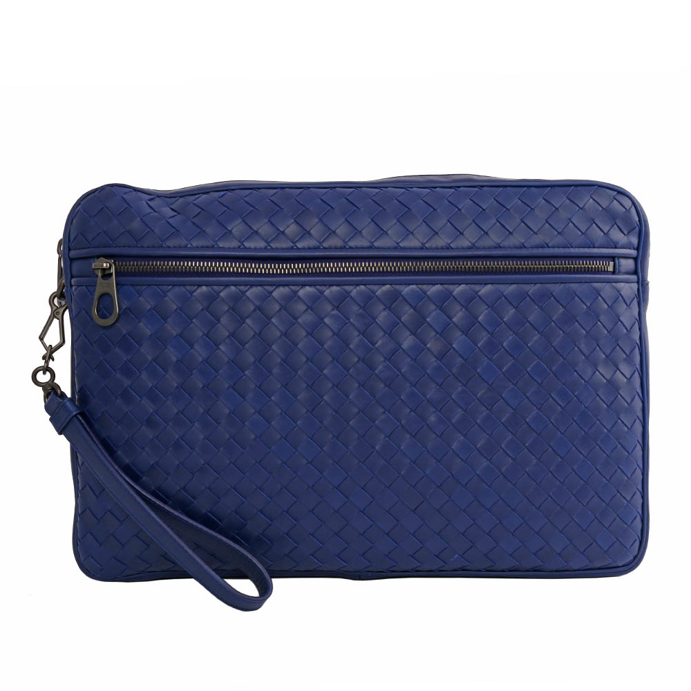 【BOTTEGA VENETA】大型小牛皮編織手拿包