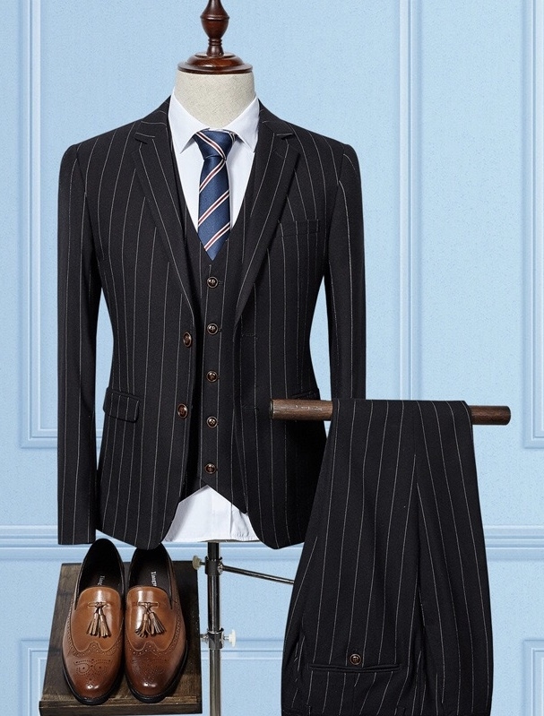 經典條紋修身訂製西裝