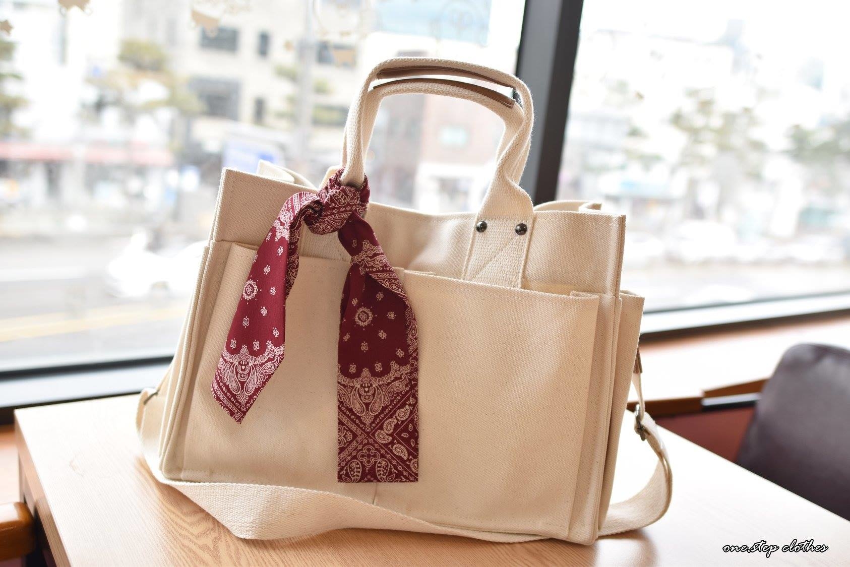 正韓簡約方格質感帆布包