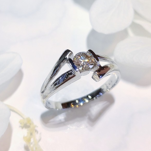 全新18K白金【單粒33份鑽石】戒指