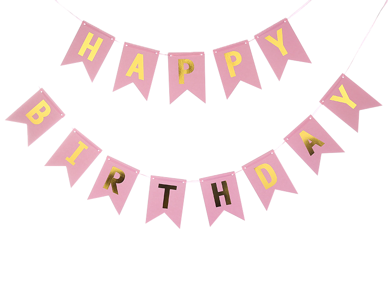 粉金色生日魚尾旗