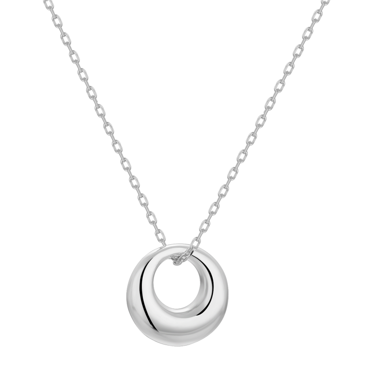 純銀項鍊，女士項鍊 亮面厚實圓環；展現出柔和的美感（5655）
