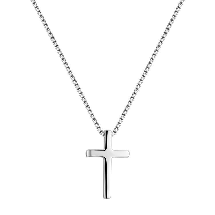 純銀項鍊，女士項鍊 亮面十字架，細膩銀光唯美自然（5656）