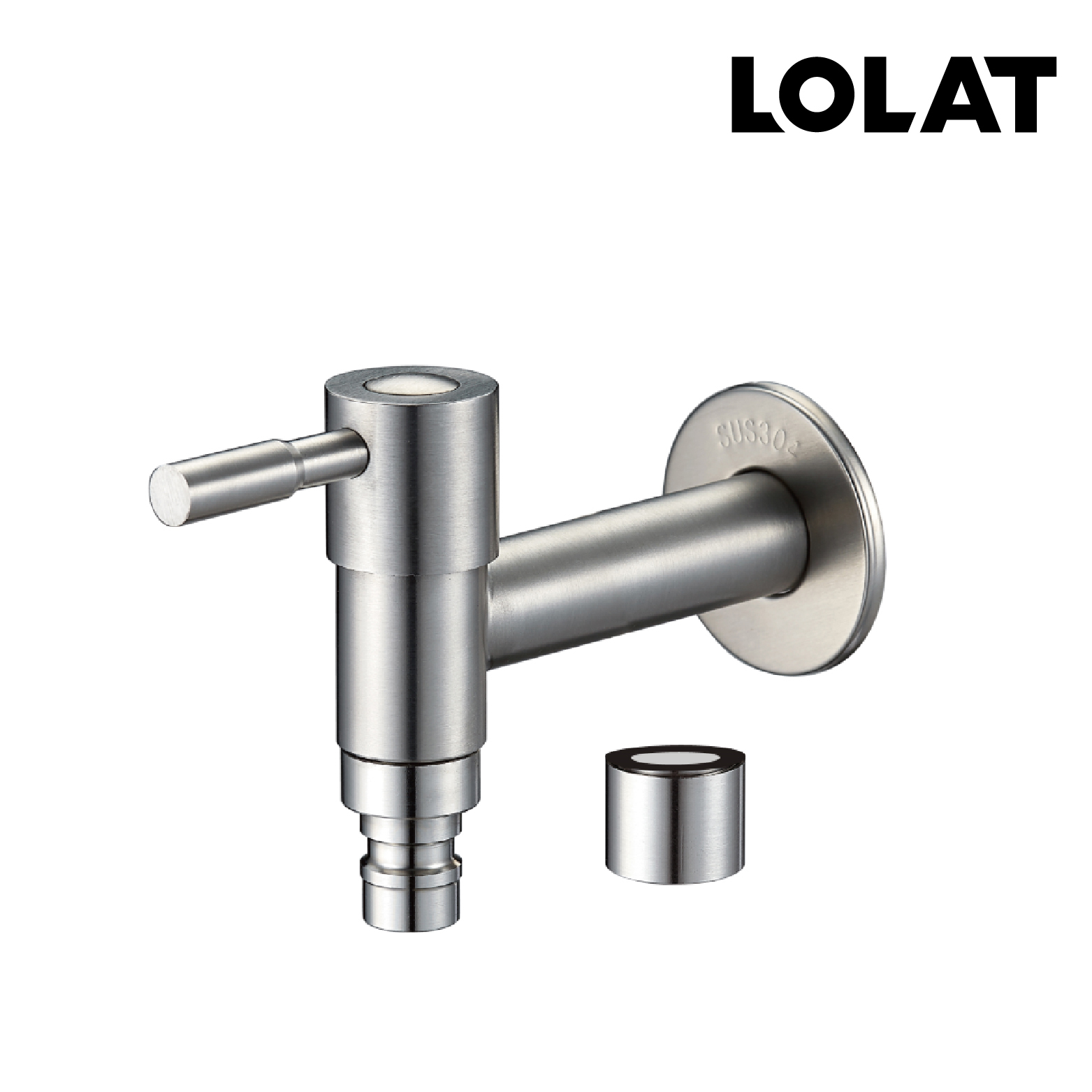 LOLAT不鏽鋼加長型長栓水龍頭-霧鎳L1887