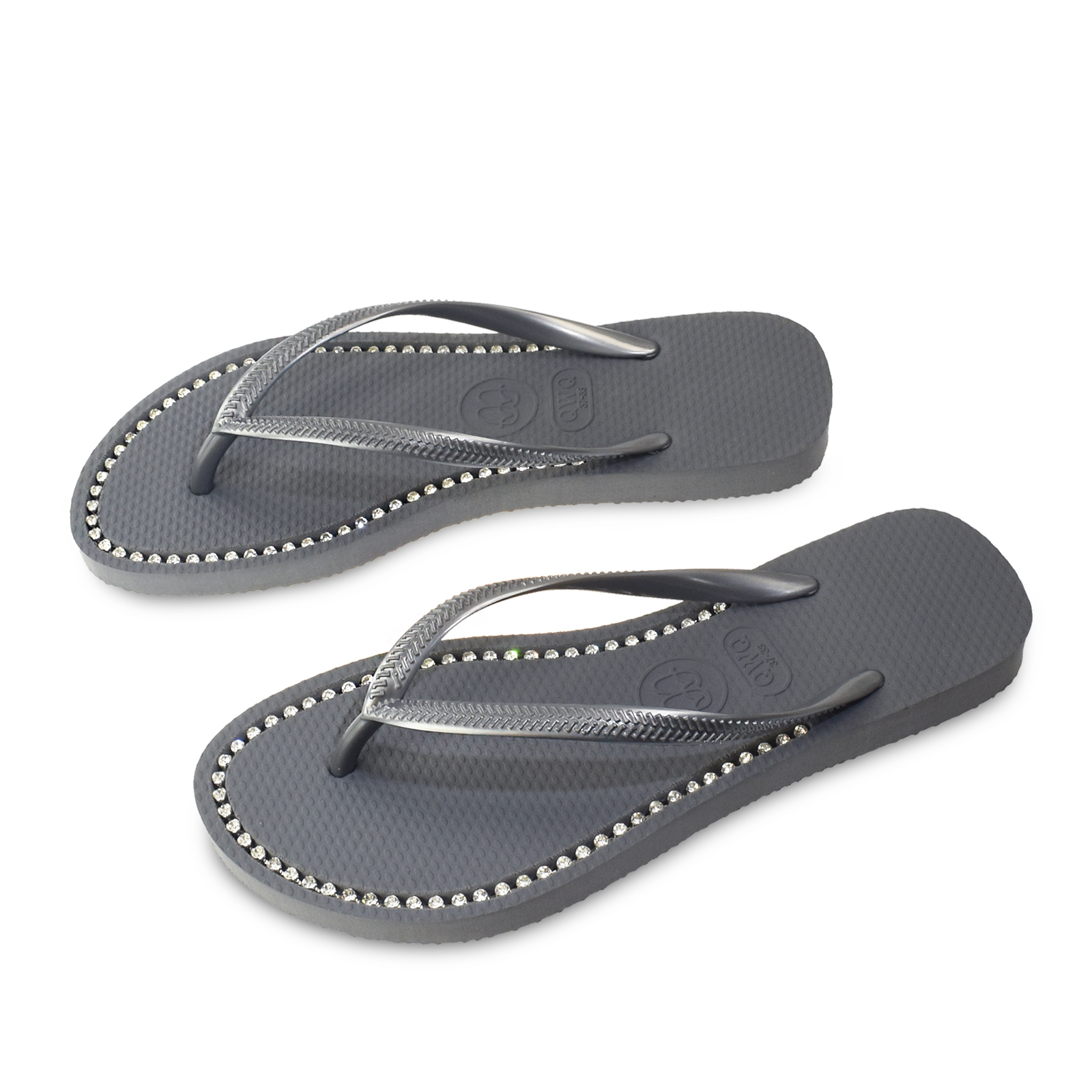 璀璨面鑽女款 銀河灰色夾腳拖鞋 國際知名水鑽元素 質感鑽鍊