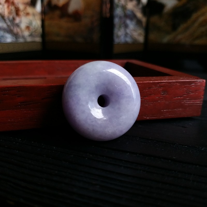 冰糯紫羅蘭厚庄平安扣 (24.4mm直徑), 天然翡翠A玉, 緬甸玉, Jade, Jadeite