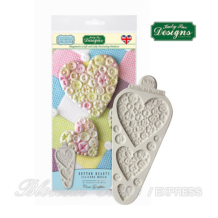 Katy Sue Button Hearts - Silicone Mould
