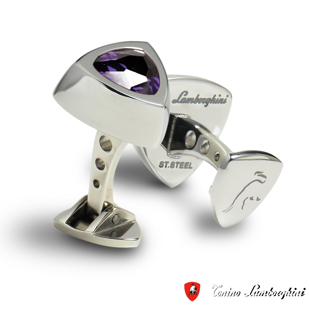 藍寶堅尼Tonino Lamborghini SCUDO Purple blue 袖釦 防抗過敏 SUS316L頂級不鏽鋼 義大利精品