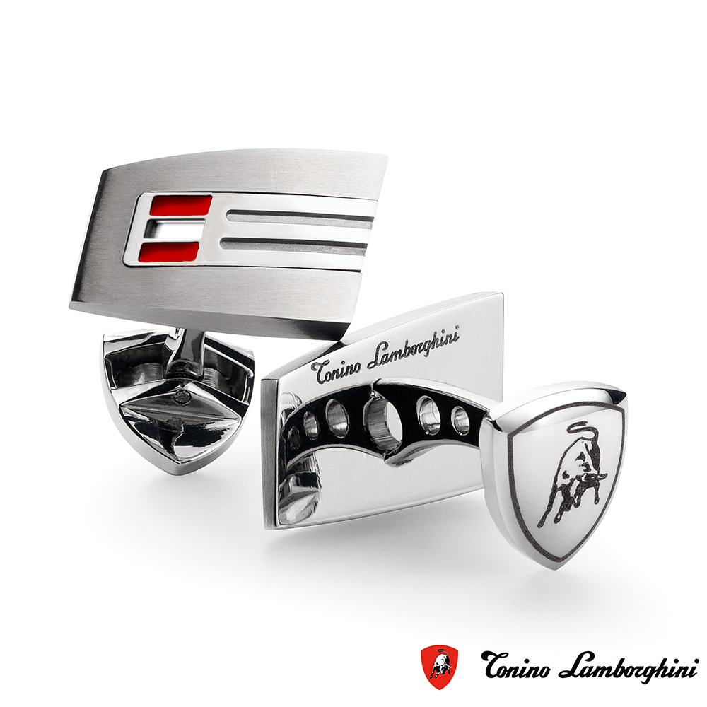 藍寶堅尼Tonino Lamborghini CORSA Red 袖釦 防抗過敏 SUS316L頂級不鏽鋼 義大利精品