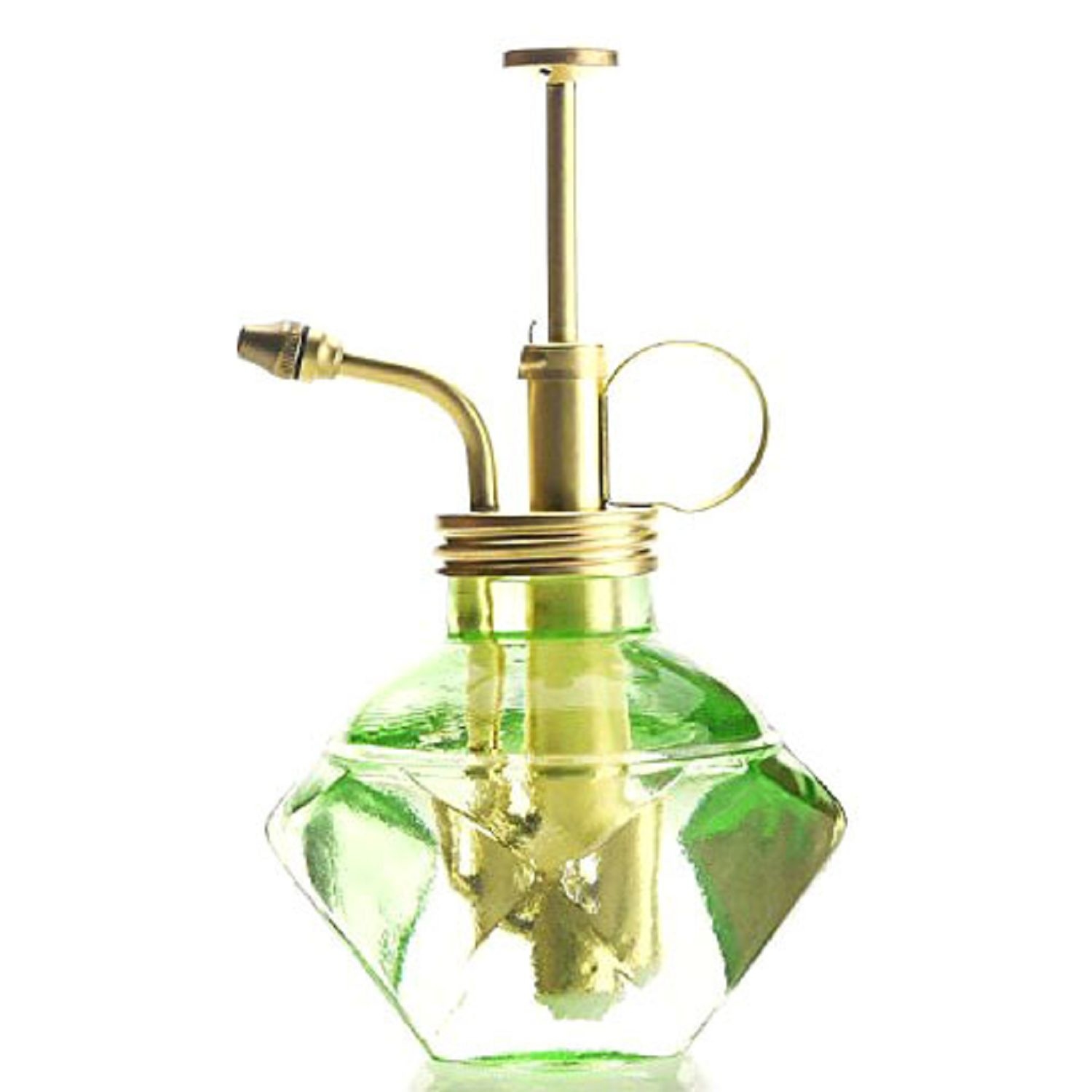 Amber Color Glass Bottle /& Brass Sprayer Purism Style Plant Mister Matt Gold