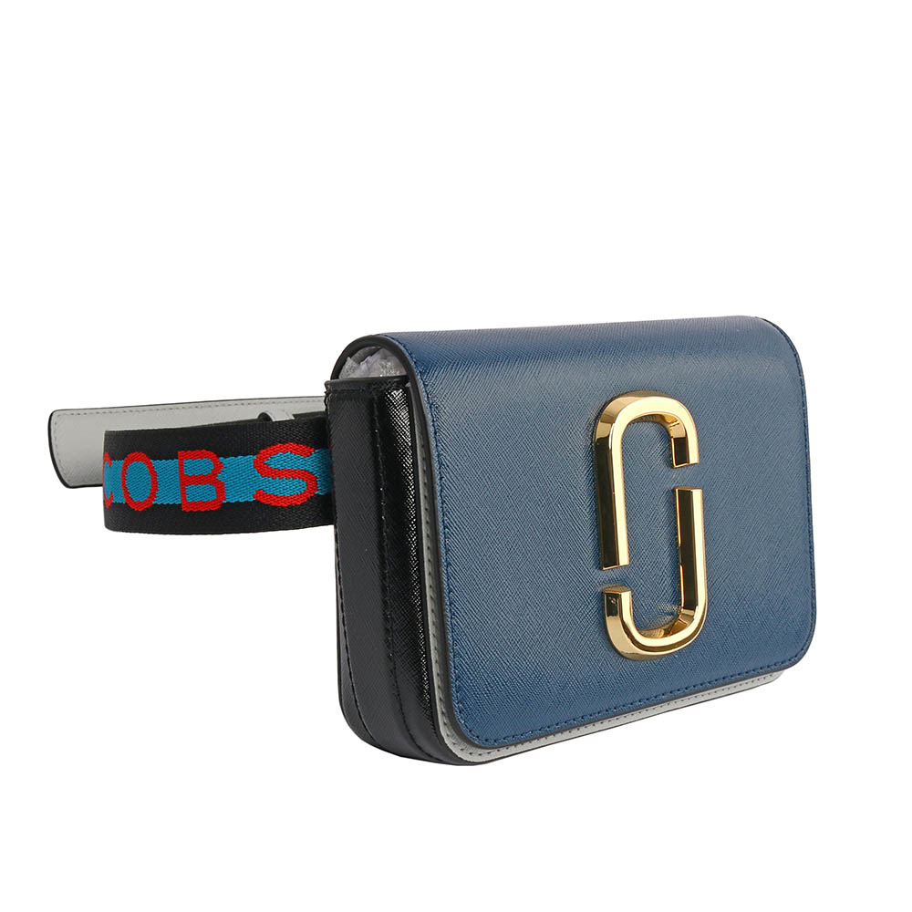 【MARC  JACOBS】防刮牛皮撞色Hit Shot多功能腰包(深藍)