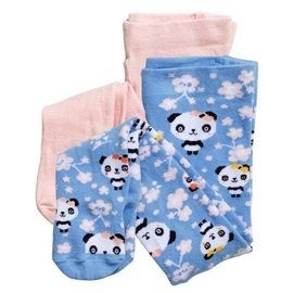 美國 H&M 嬰幼兒褲襪 包腳褲襪/嬰兒襪/棉襪/襪子/彌月送禮_粉色+雪花熊貓(6-12M)