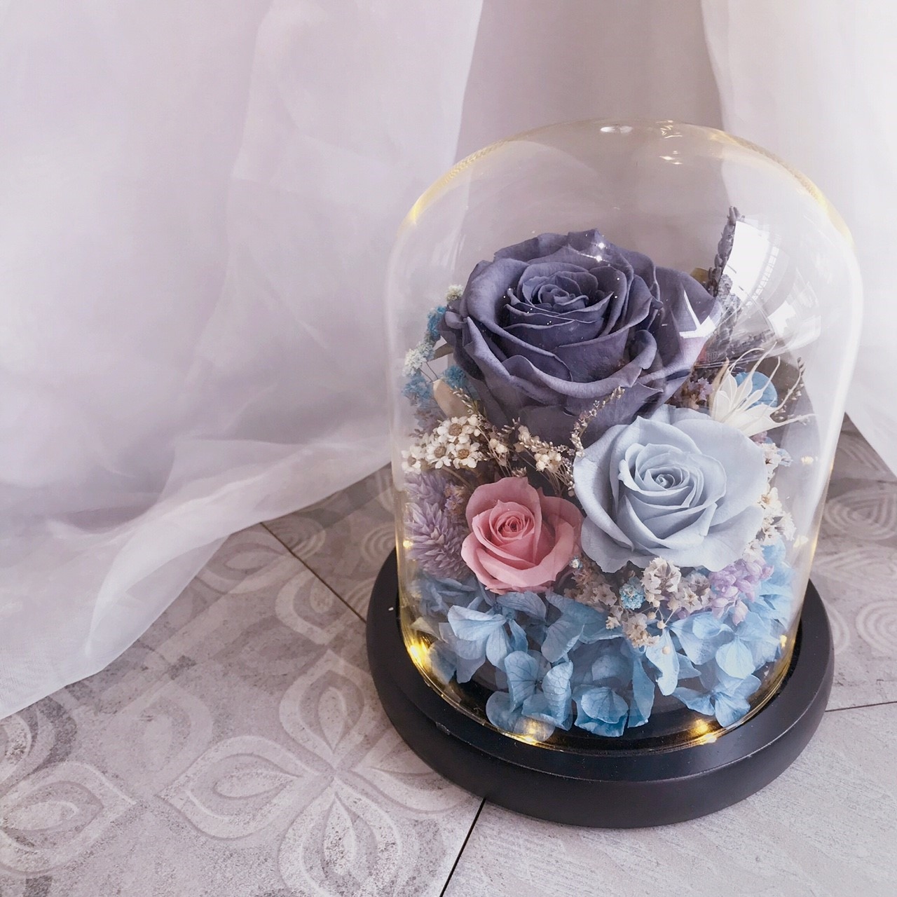 永生花夜燈-藍紫色