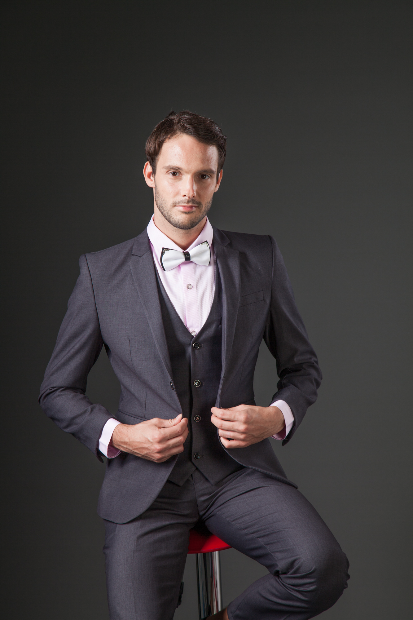 韓版西裝一套 灰色素面 外套+褲子