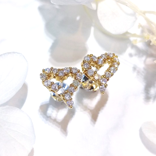 全新18K黃白金38份鑽石耳環