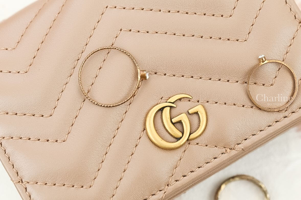 Gucci GG Marmont Card Case 粉裸色GG名片扣式零錢夾