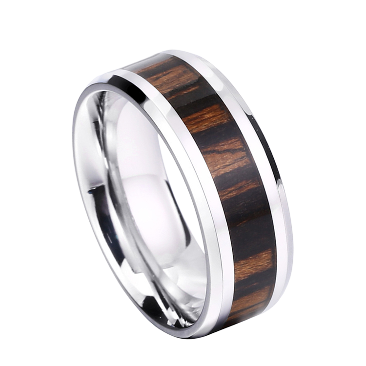 白鋼戒指，男士戒指 素面木紋設計；俐落百搭 適合搭鍊子（7109）