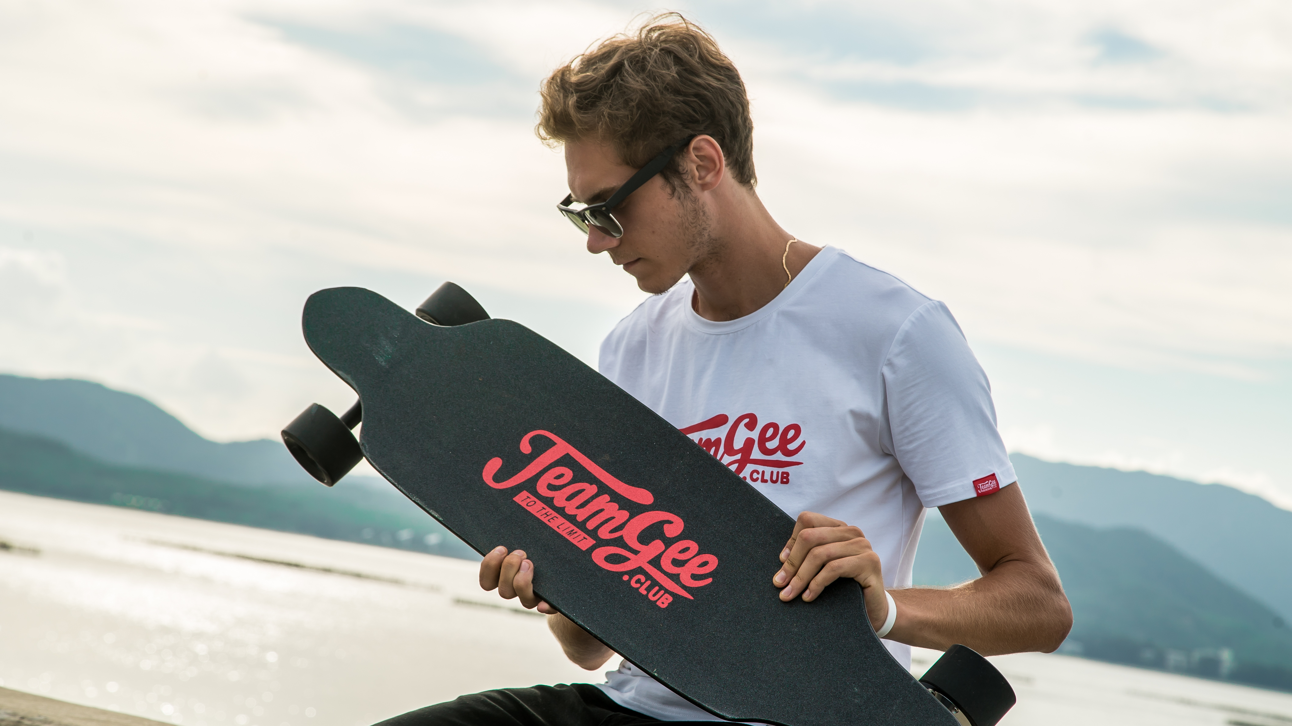 model with skateboard