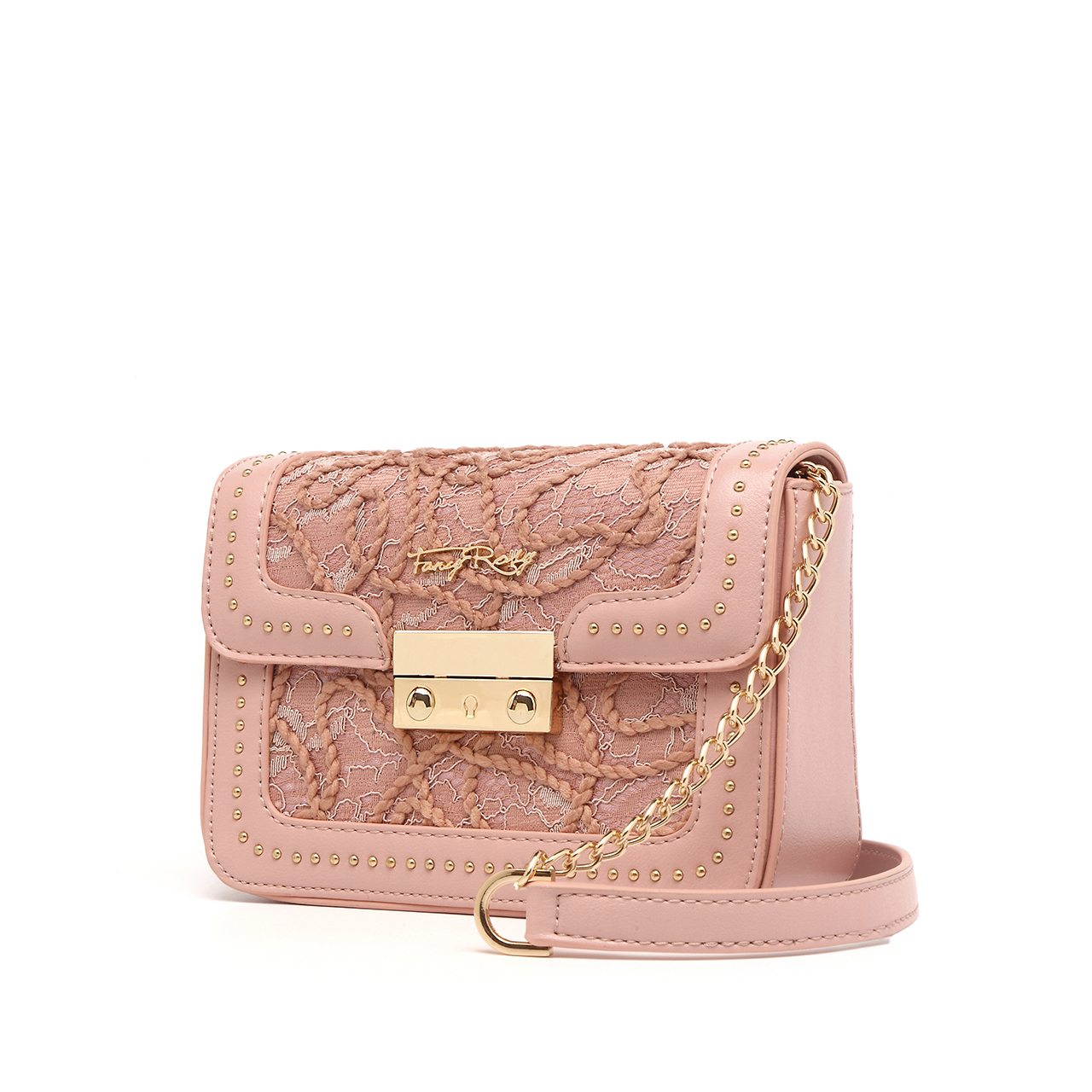 Fancy Romance Jacquard Stud Shoulder Bag