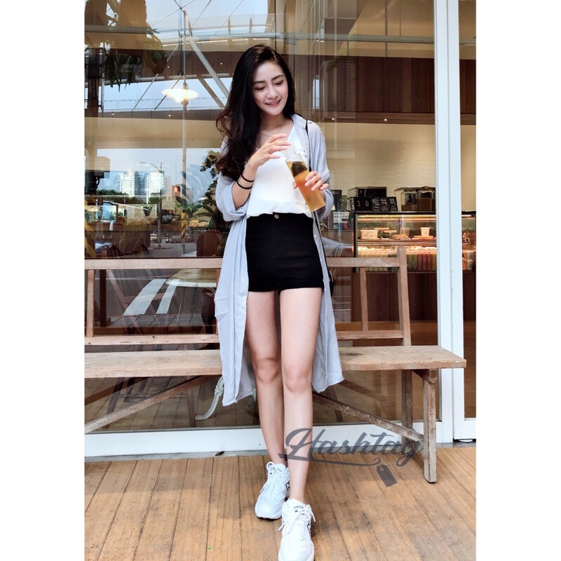 高腰超修身彈性反折牛仔短褲