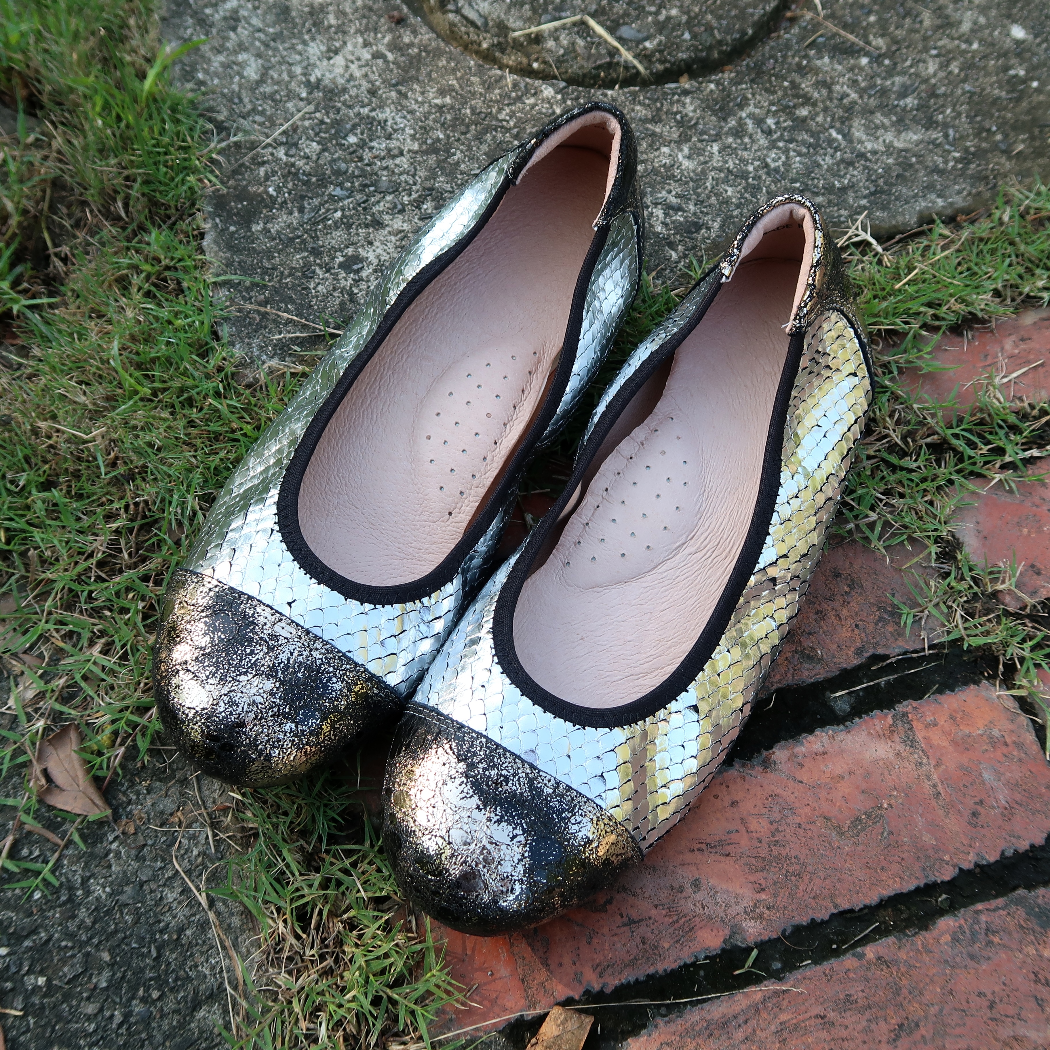 【街拍明星】進口柔軟植鞣羊皮可折疊芭蕾樂福鞋娃娃鞋