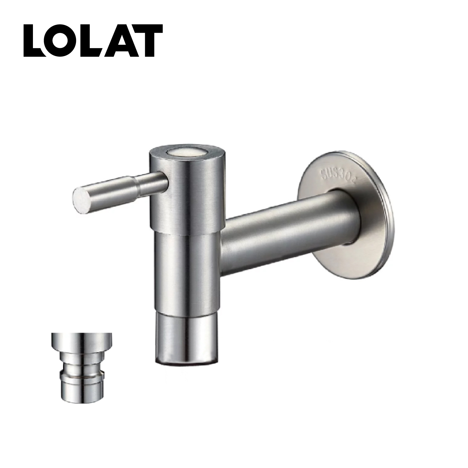 LOLAT不鏽鋼加長型長栓水龍頭-霧鎳L1887