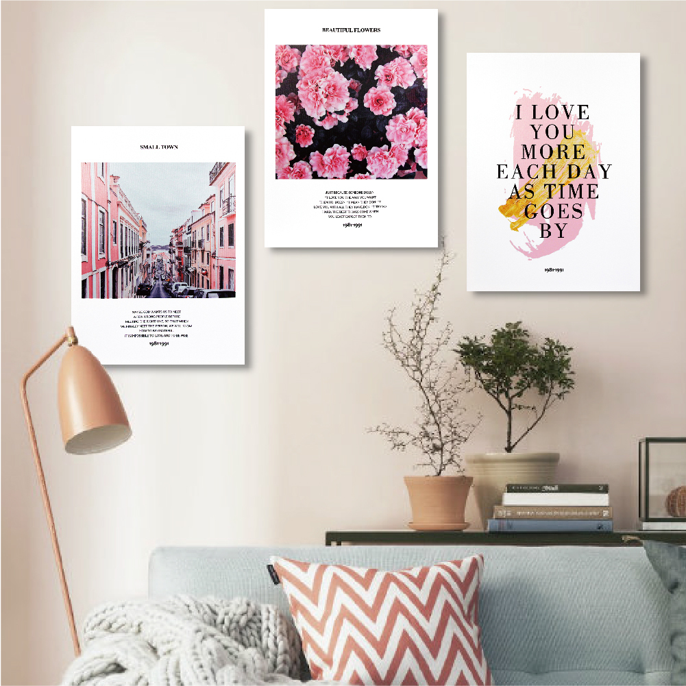 時尚無框畫-W253粉紅優雅