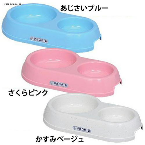 日本IRIS-寵物食盆PT-300 (粉/白噴點/藍)