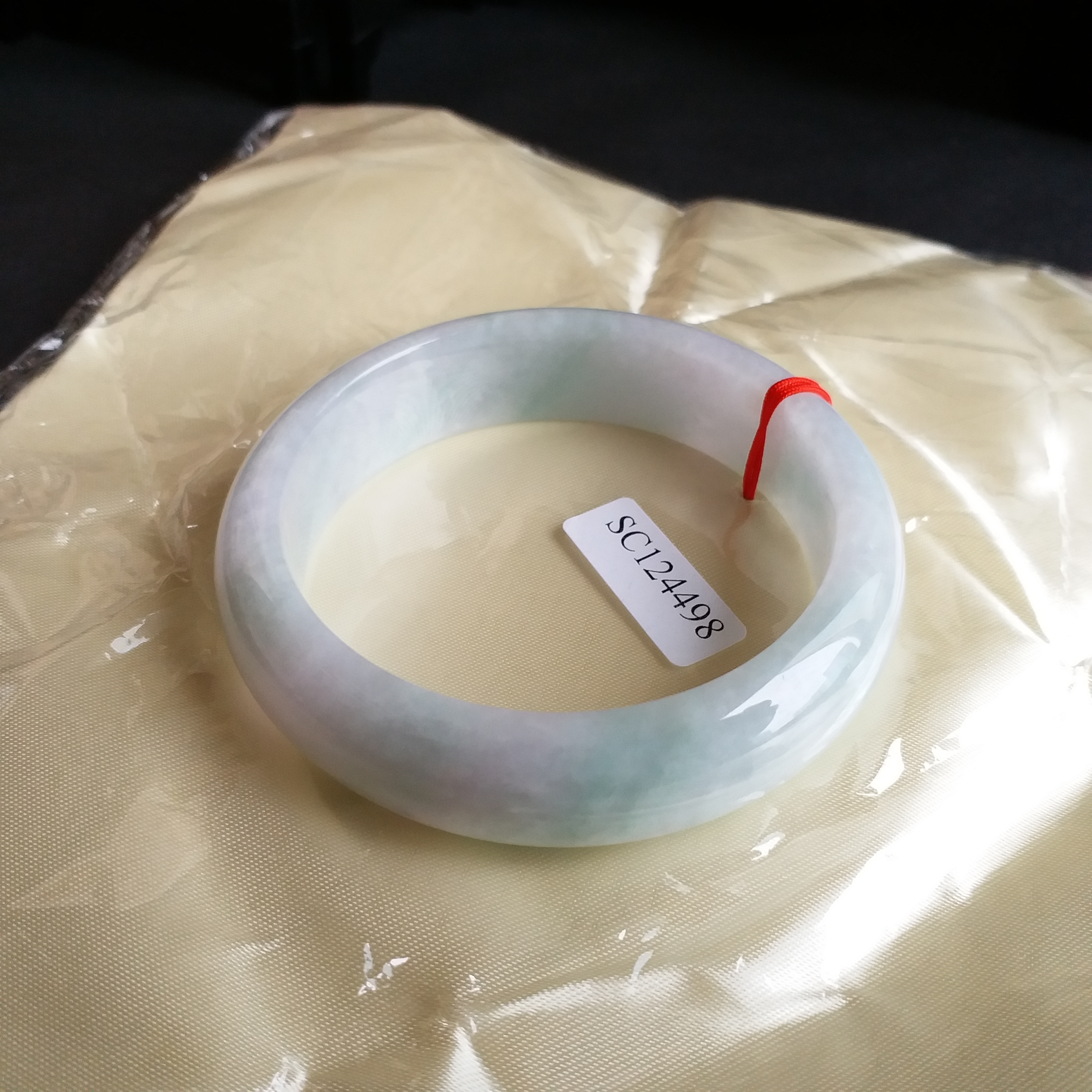 J1097 冰糯淡春彩寬版玉鐲 57.69mm (1.55)