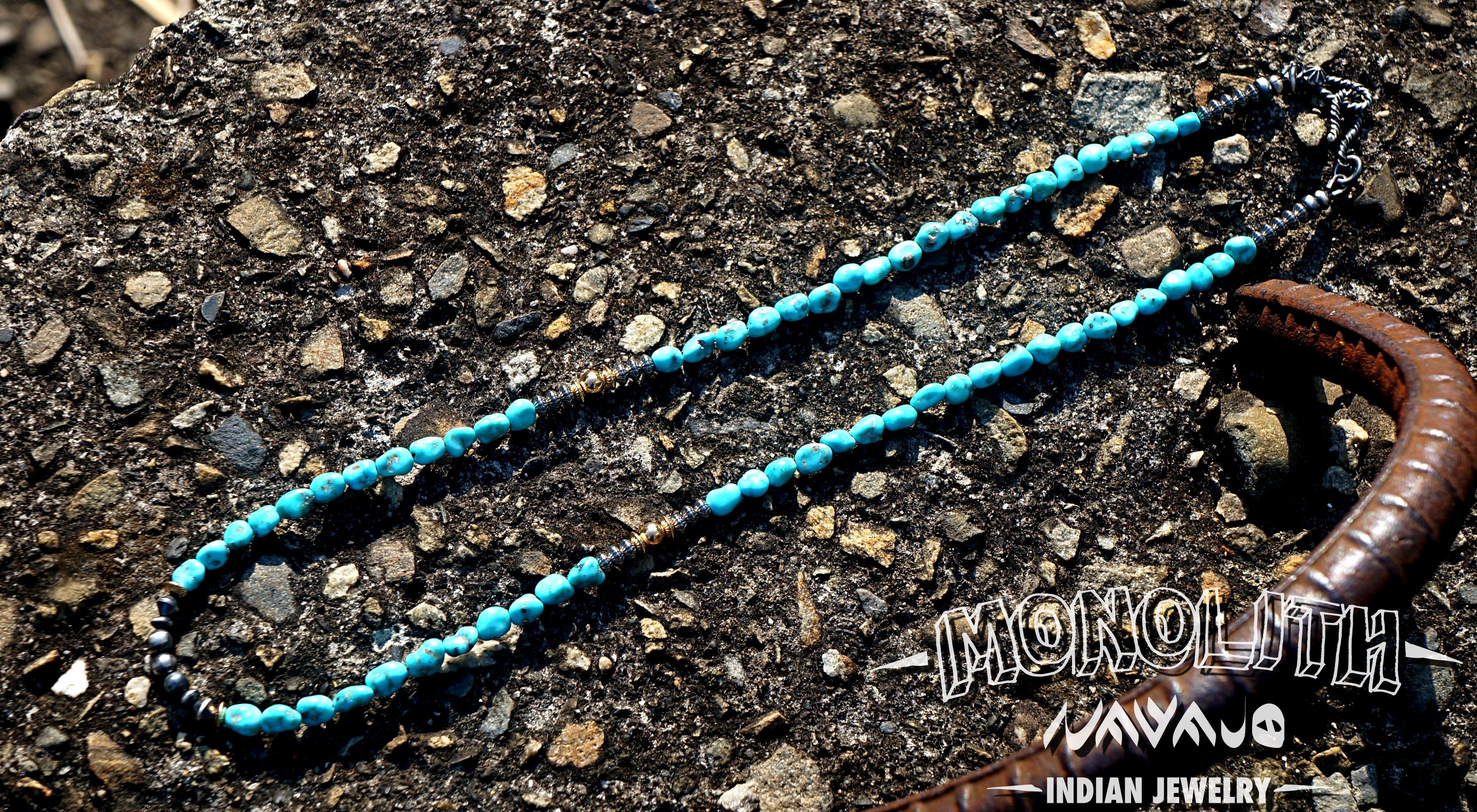 14K 綠松石 銀珠 【項鍊】